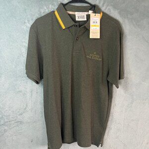 Scotch & Soda Pique SS Polo Mens Medium Heritage Green Heather NWT Cotton